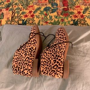 Hush Puppies booties, size 9.5. Leopard print, worn a few times. Comfortable!